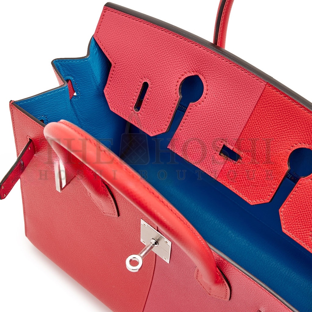 H**me5 BIRKIN 25 EPSOM IN ULTRA PINK AND HEART RED WITH FLORIDA BLUE INTERIOR AND SILVER BUCKLE H028367CC02 (25*18*13cm) Master Quality